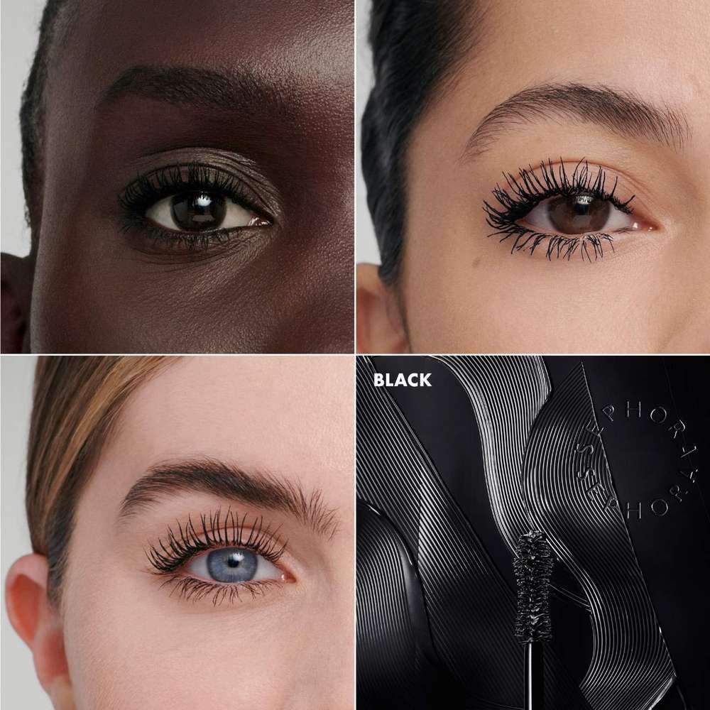 جلوه ریمل مشکی Size Up سفورا روی مژههای سه مدل