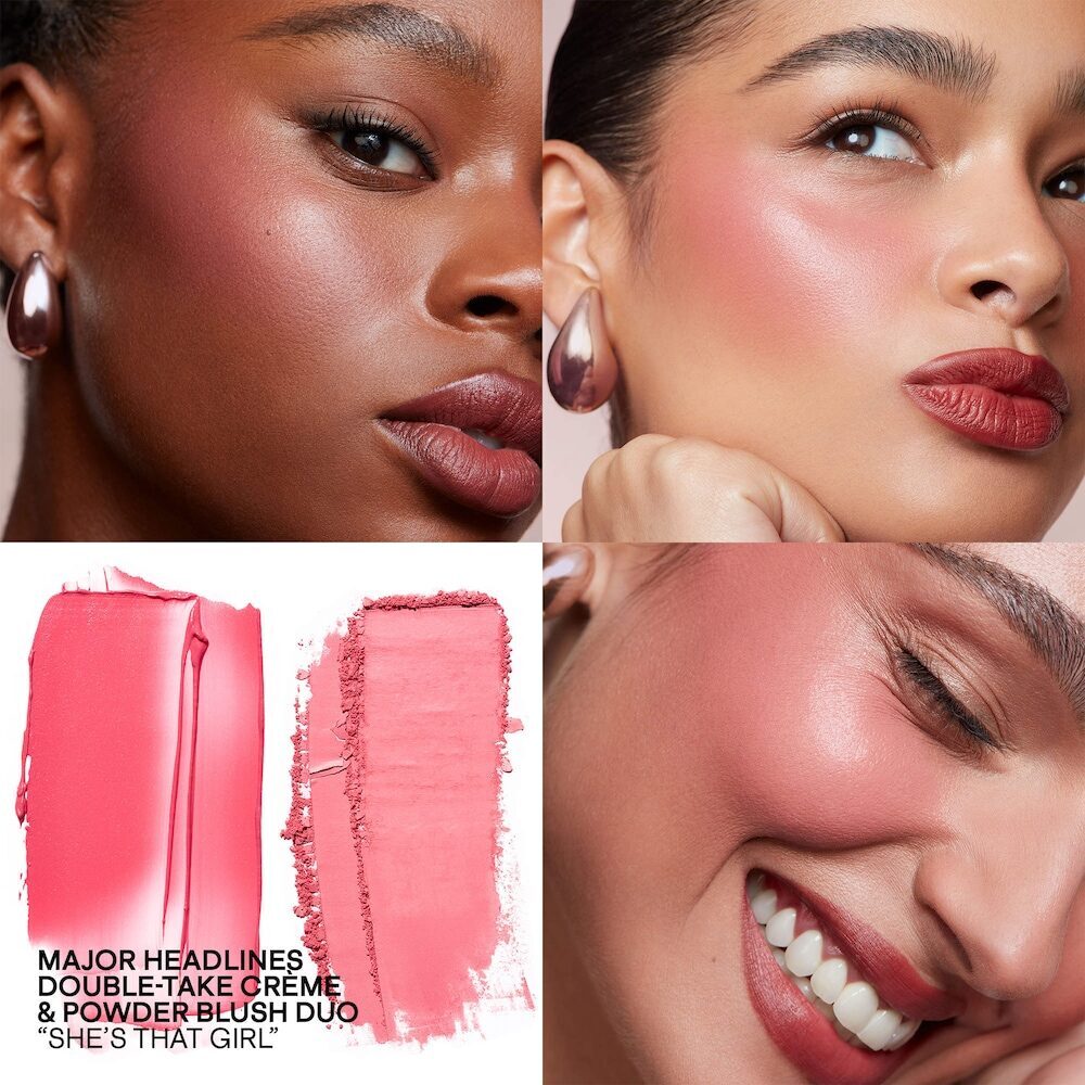  مقایسه جلوه رژگونه پاتریک تا رنگ She's That Girl روی پوست 